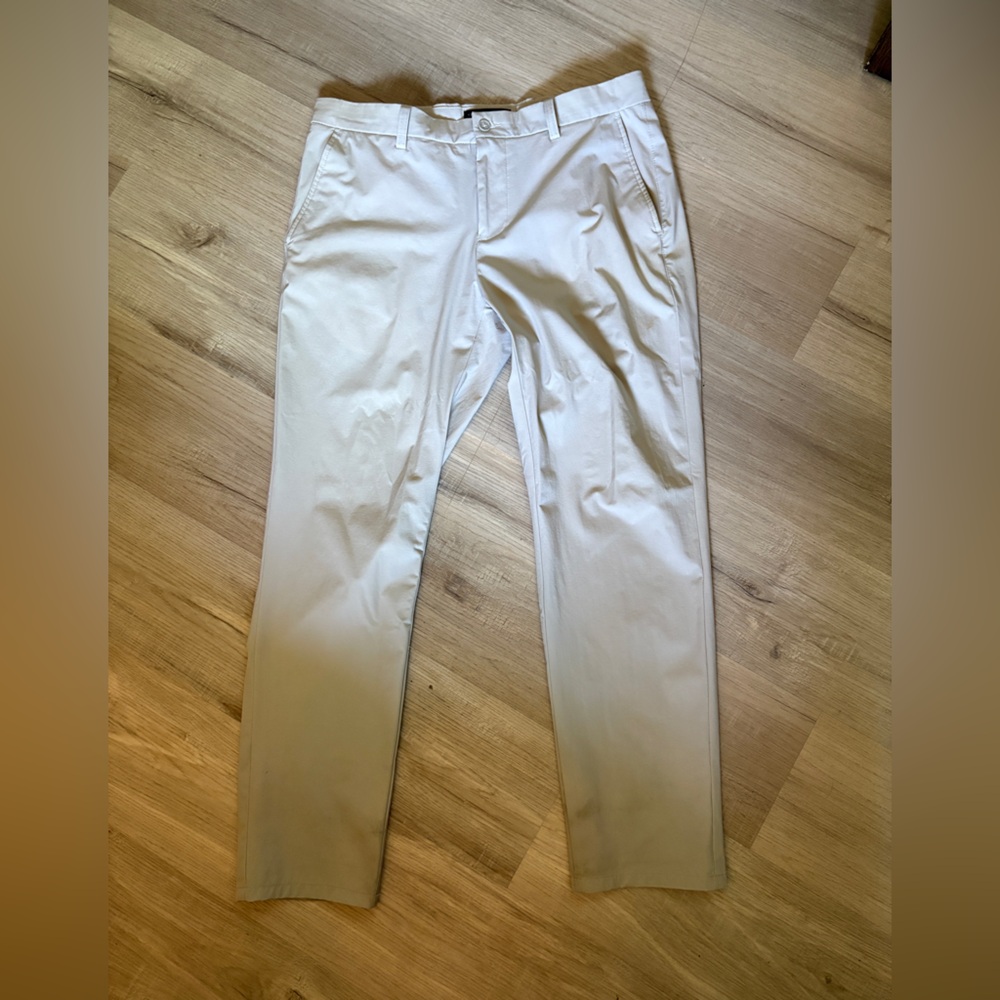 Bloomingdale's Cream Chinos Full-Length Cotton Blend